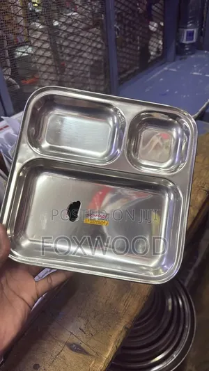 Stainless Steel Square (Pav Bhaji) Partition Plate 25 × 25cm
