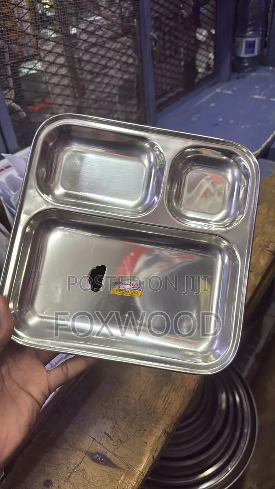 Stainless Steel Square (Pav Bhaji) Partition Plate 25 × 25cm