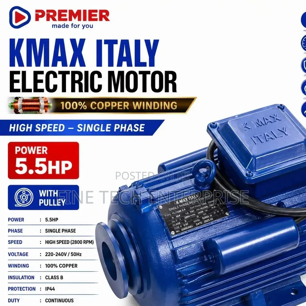 Kmax Italy Electric Motor 5.5HP High Speed With Pulley .