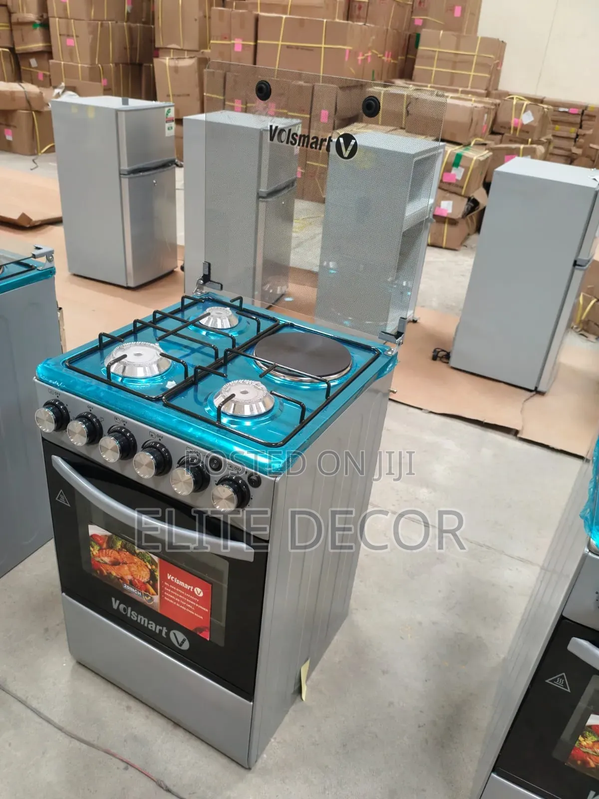 Volsmart 50×55cm Standing Cooker – 3g + 1 E Hotplate With Electric O
