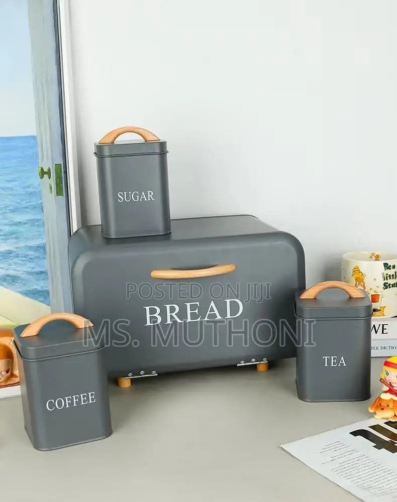 4-Piece Kitchen Bread Bin Canisters Storage Set