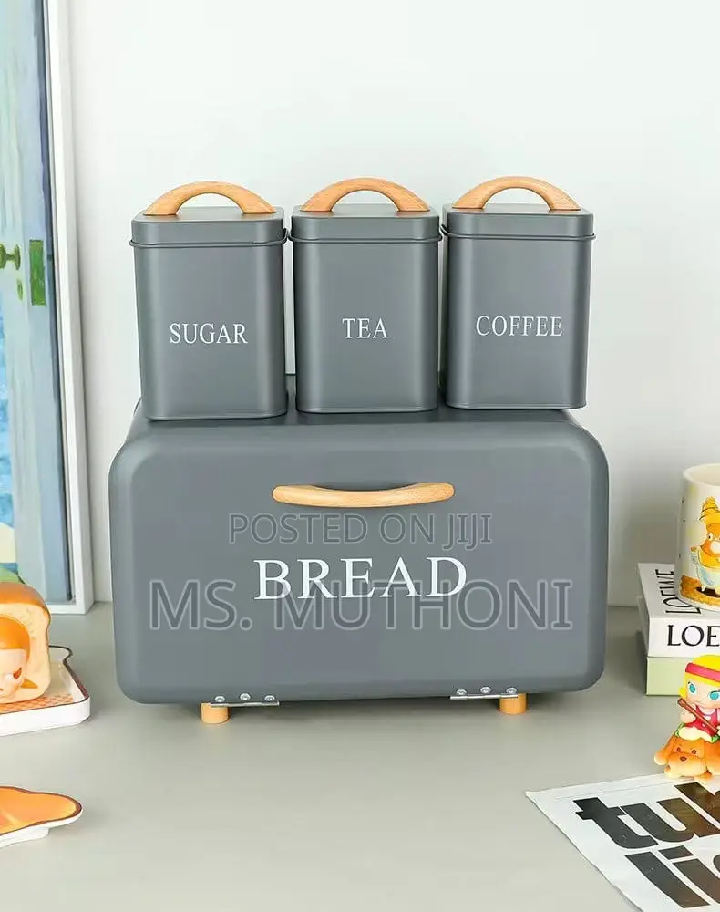 4-Piece Kitchen Bread Bin Canisters Storage Set