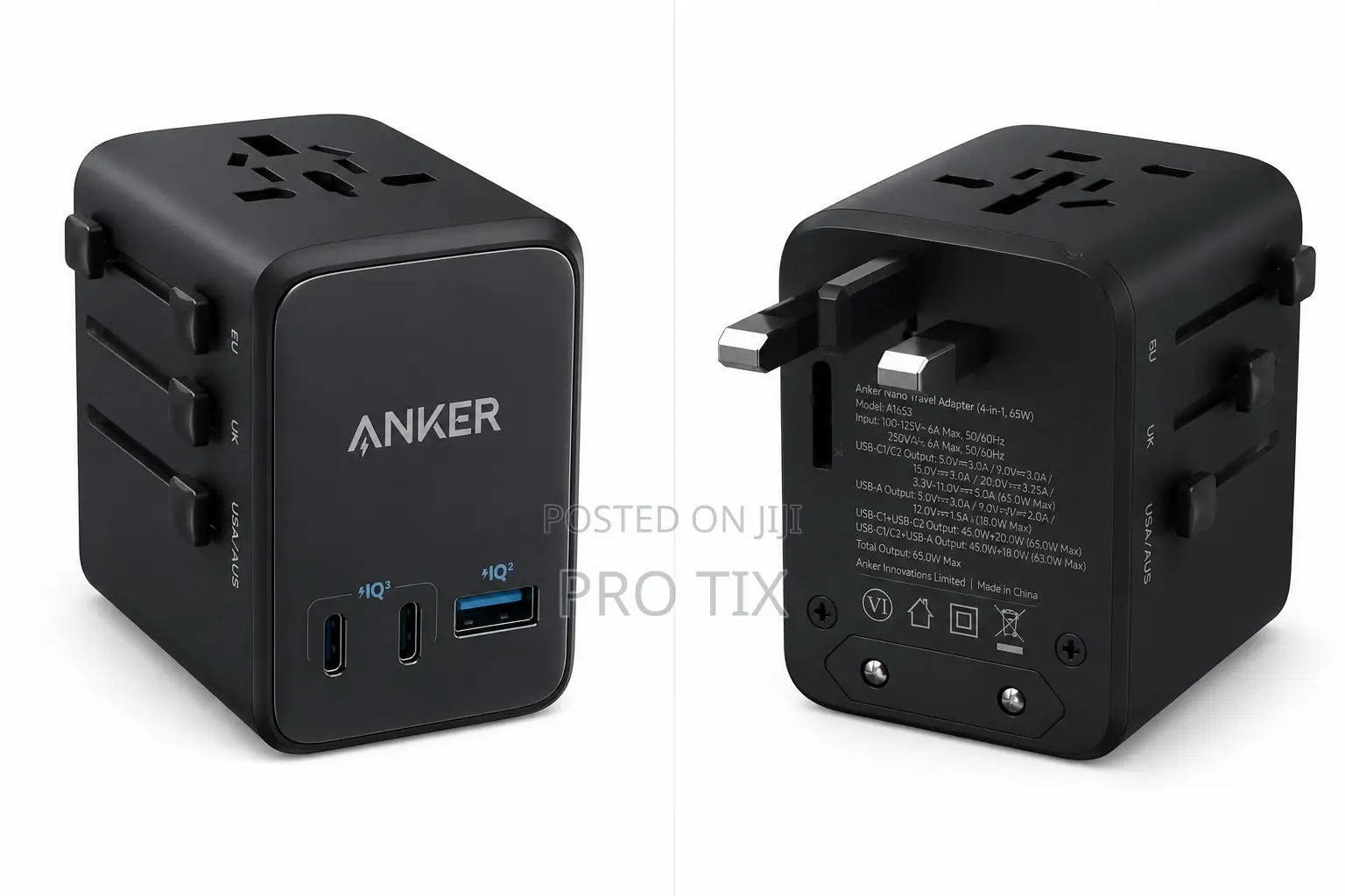 Anker Nano Travel Adapter (4-in-1, 65w) Black