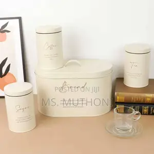 Modern Home Kitchen Bread Box / Tea Sugar Coffee Storage Carnister Set