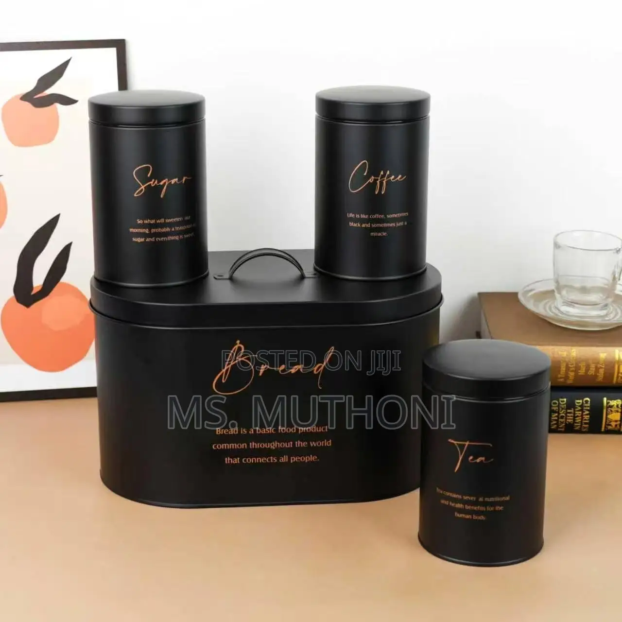 Modern Home Kitchen Bread Box / Tea Sugar Coffee Storage Carnister Set