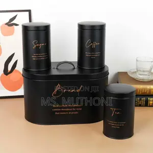 Modern Home Kitchen Bread Box / Tea Sugar Coffee Storage Carnister Set