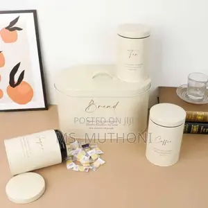 Ultra-Sleek, Minimalist 4-Piece Metal Bread Bin and Canister Set.