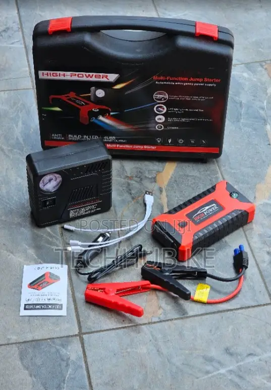 Portable 12V 99800mAh Car Jump Starter Built in Tire Inflator AIR Pump