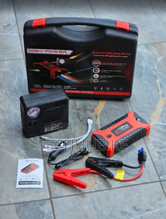 Car Jump Starter With 600A Peak Current, Inflator Power Supply
