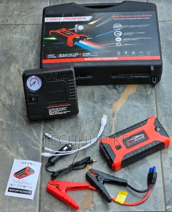 12V Portable Jump Starter With Air Pump Multifunction Car Booster