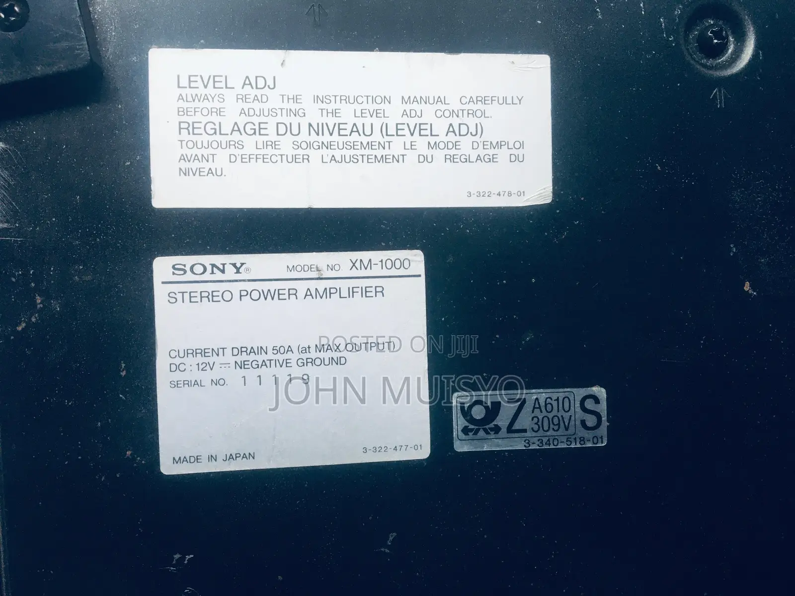 Vintage(RARE) Sony XM-1000 Stereo Power Amplifier