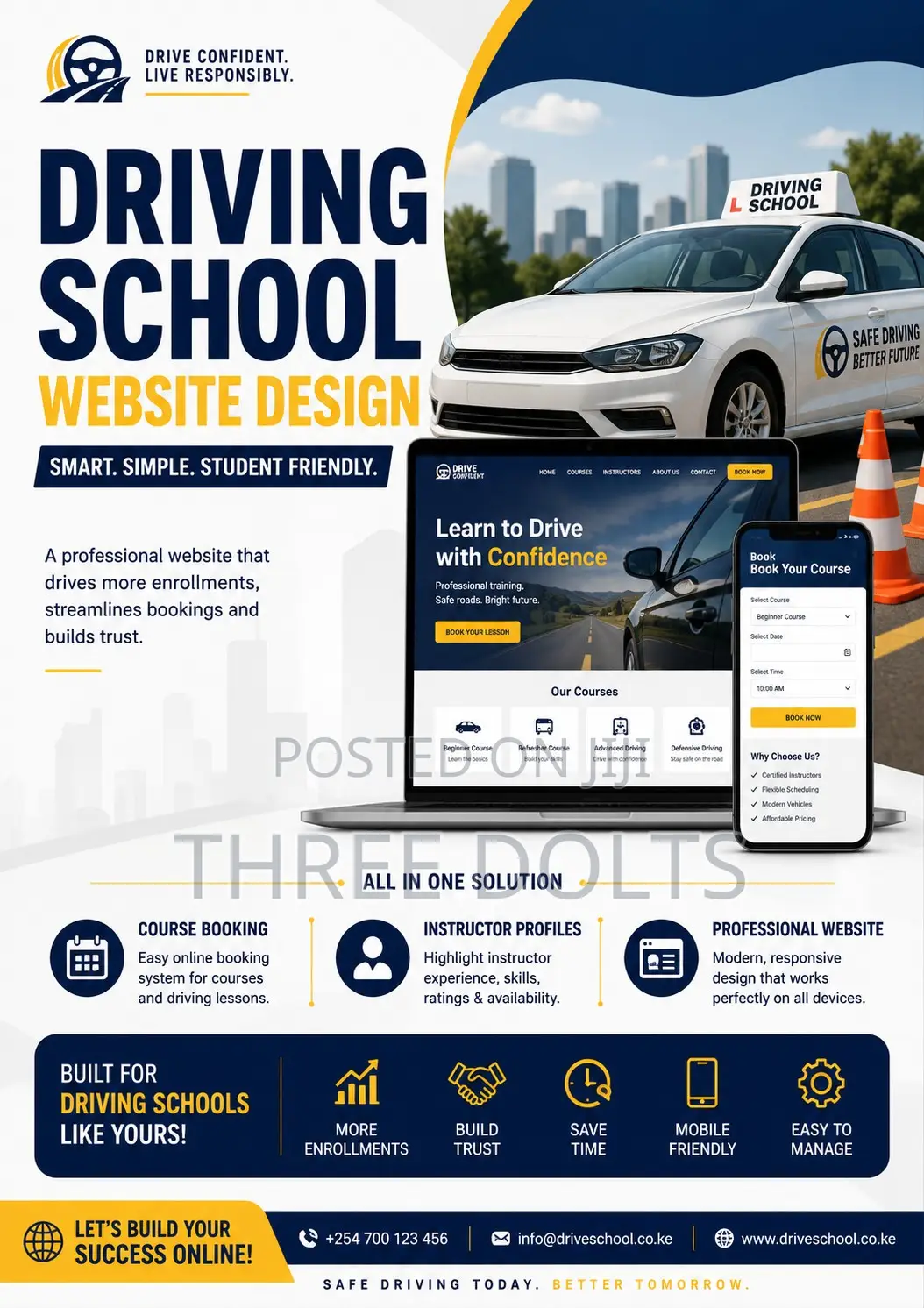 Driving School Website Design | Course Booking Instructor Profiles