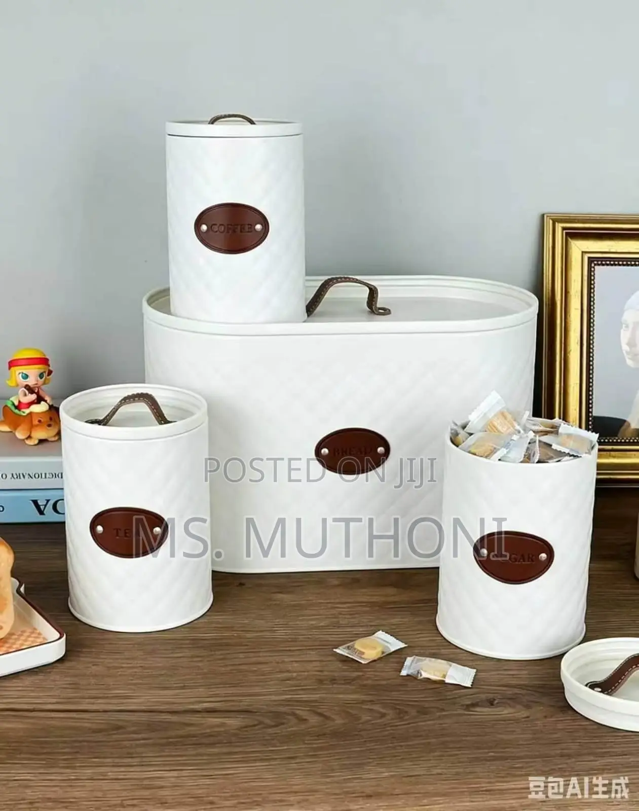 4pc Quilted Metal Bread Bin + Canister Set*