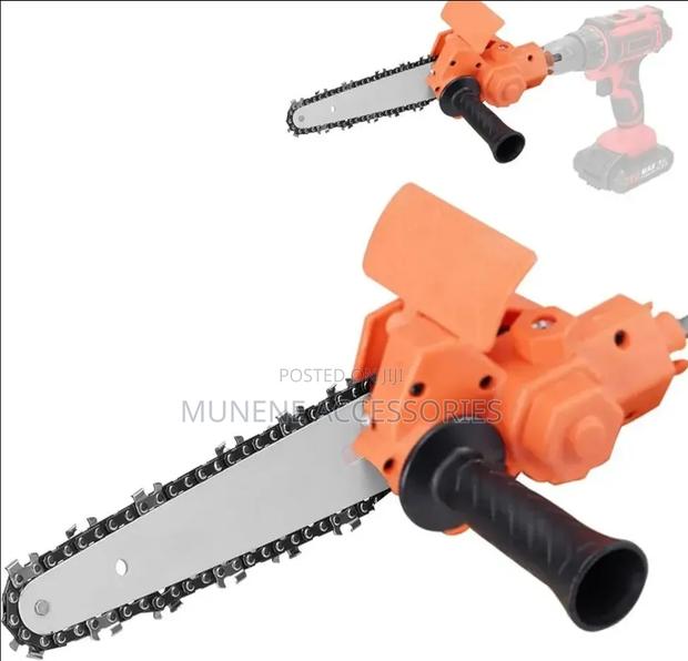 6 Inch Electric Drill Modified to Electric Chainsaw Tool Attachment - main view