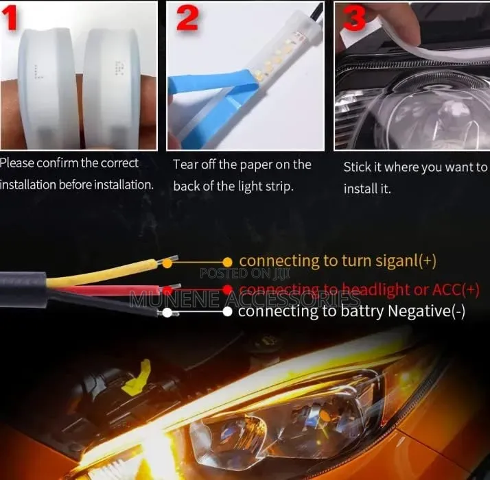 Sequential Flow DC 30cm Daytime Running Light Yellow and White Color