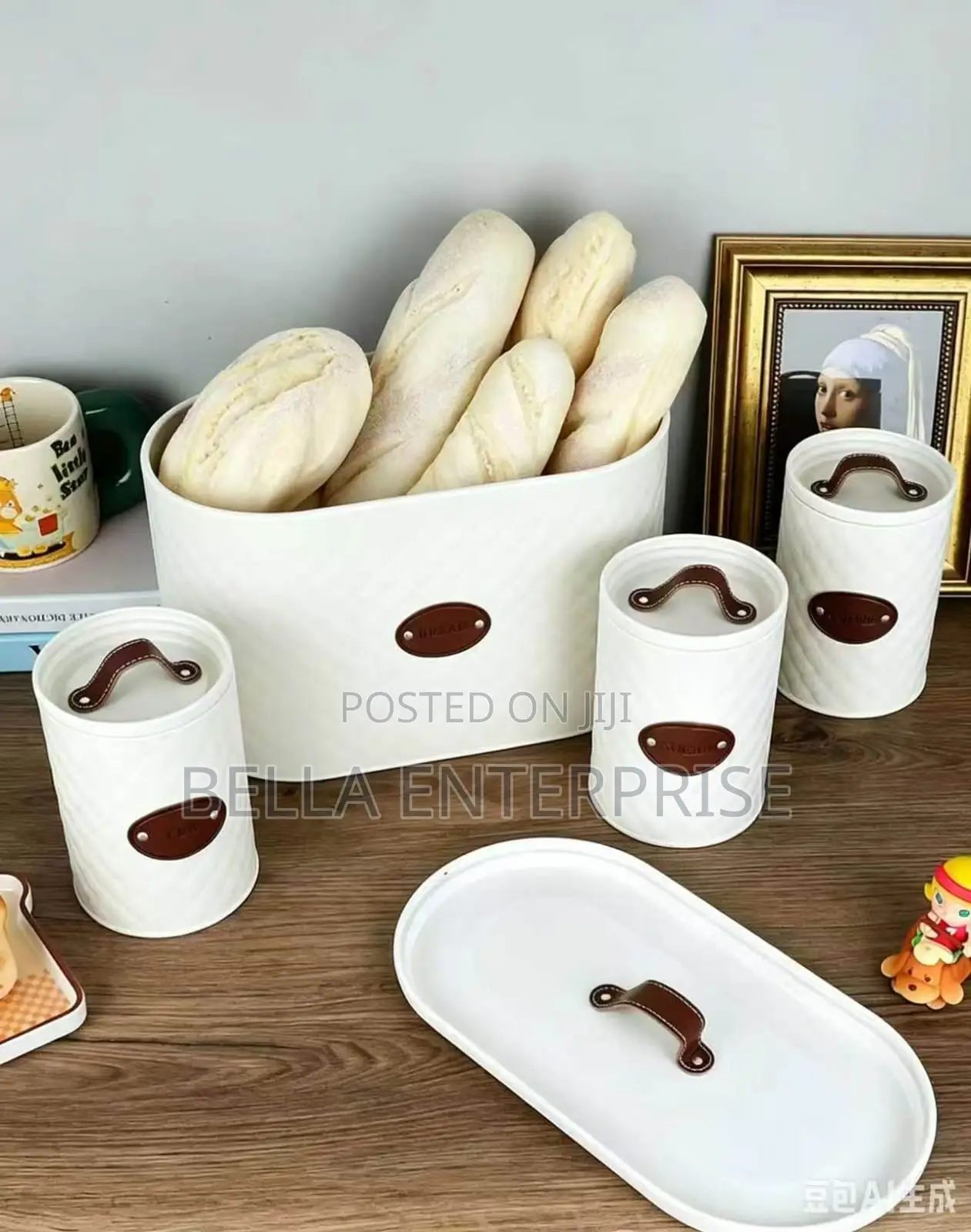 Modern Home Kitchen Bread Box / Tea Sugar Coffee Storage Carnister Set