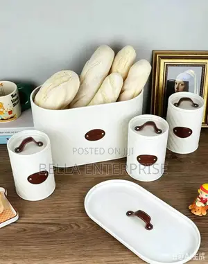 Modern Home Kitchen Bread Box / Tea Sugar Coffee Storage Carnister Set