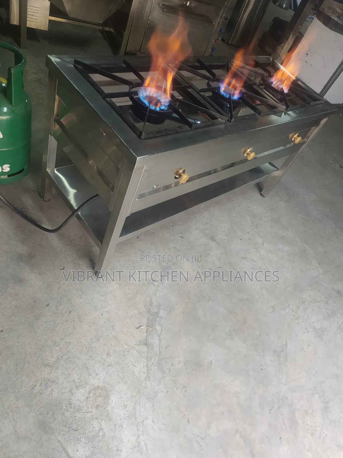 Commercial Three‐Burner Stainless Steel Gas Cooker