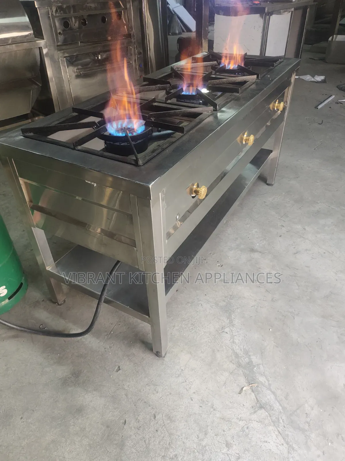 Commercial Three‐Burner Stainless Steel Gas Cooker