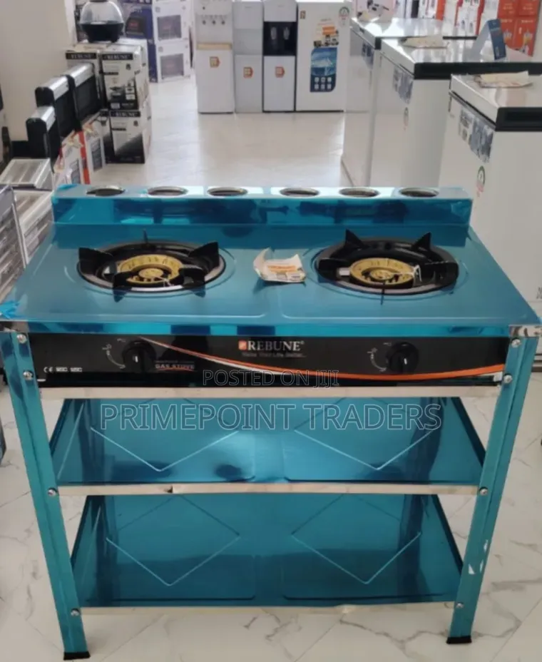 Rebune Heavy Duty Standing Gas Stove – Double Burner With Convenient