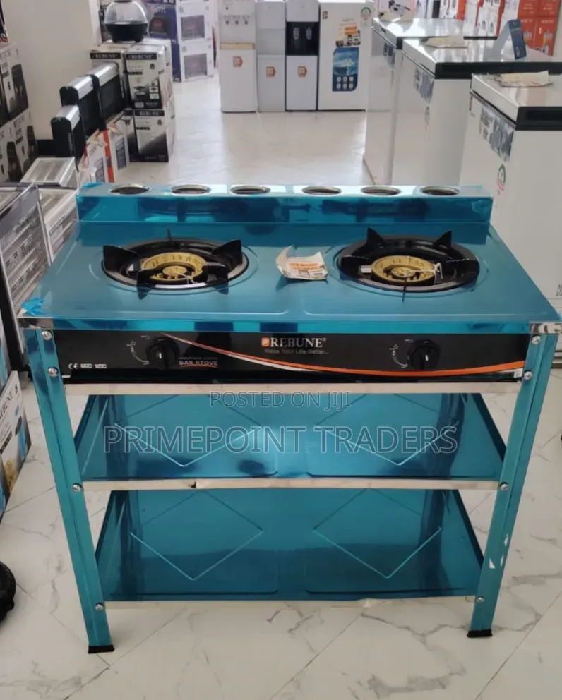 Rebune Heavy Duty Standing Gas Stove – Double Burner With Convenient