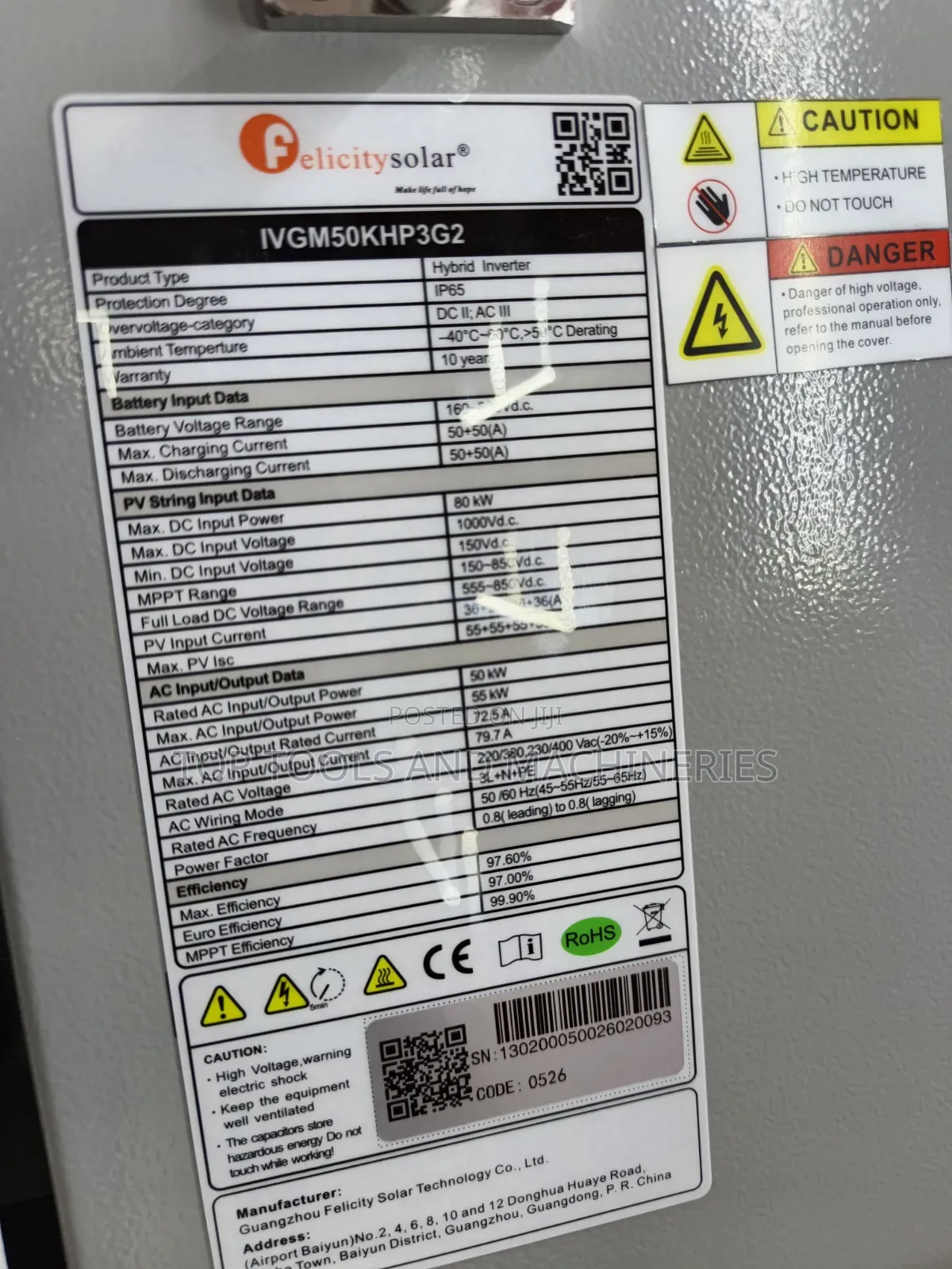 Felicity 50KW Hybrid Inverter (3-Phase)built in 4pcs 16.25kW MPPT