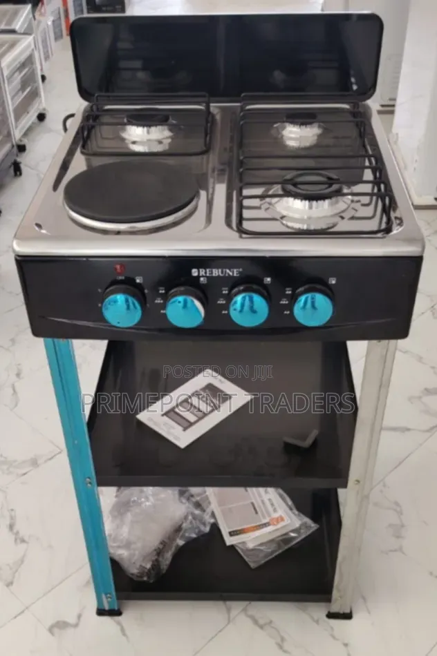 Rebune 3+1 Standing Gas Stove With Shelves Complete Cooking Station