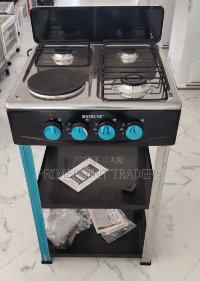 Rebune 3+1 Standing Gas Stove With Shelves Complete Cooking Station