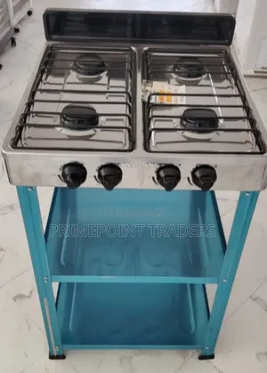 Rebune Four Burner Standing Gas Stove With Storage Shelves – Spacio