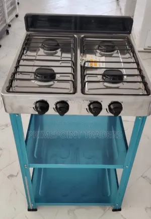 Rebune 4-Burner Standing Gas Cooker With Shelves – Strong, Practical