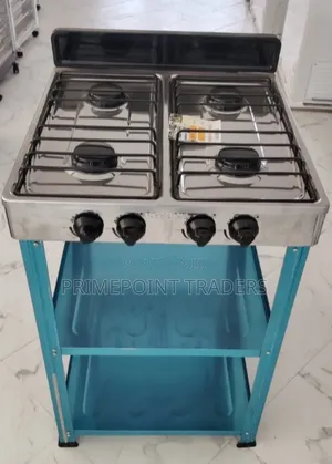 Rebune 4-Burner Standing Gas Cooker With Shelves – Strong, Practical