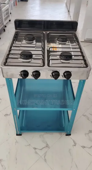 Heavy-Duty Rebune Four Burner Gas Stove With Storage Shelves