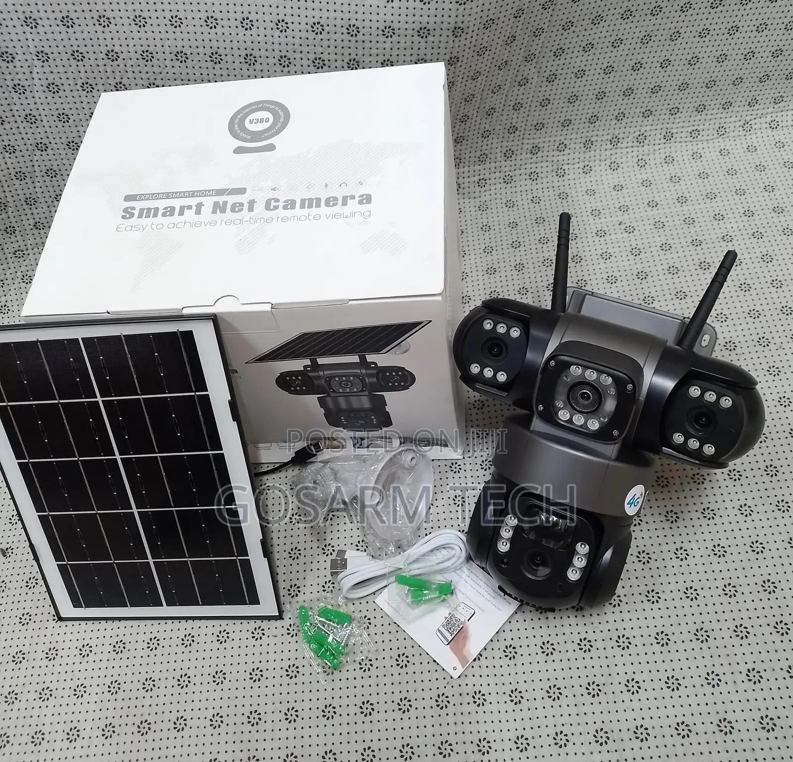 V380 Triple Lens 4g Simcard Solar CCTV PTZ Camera
