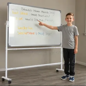 90x120cm Mobile Whiteboard With Wheels Adjustable Height for Office