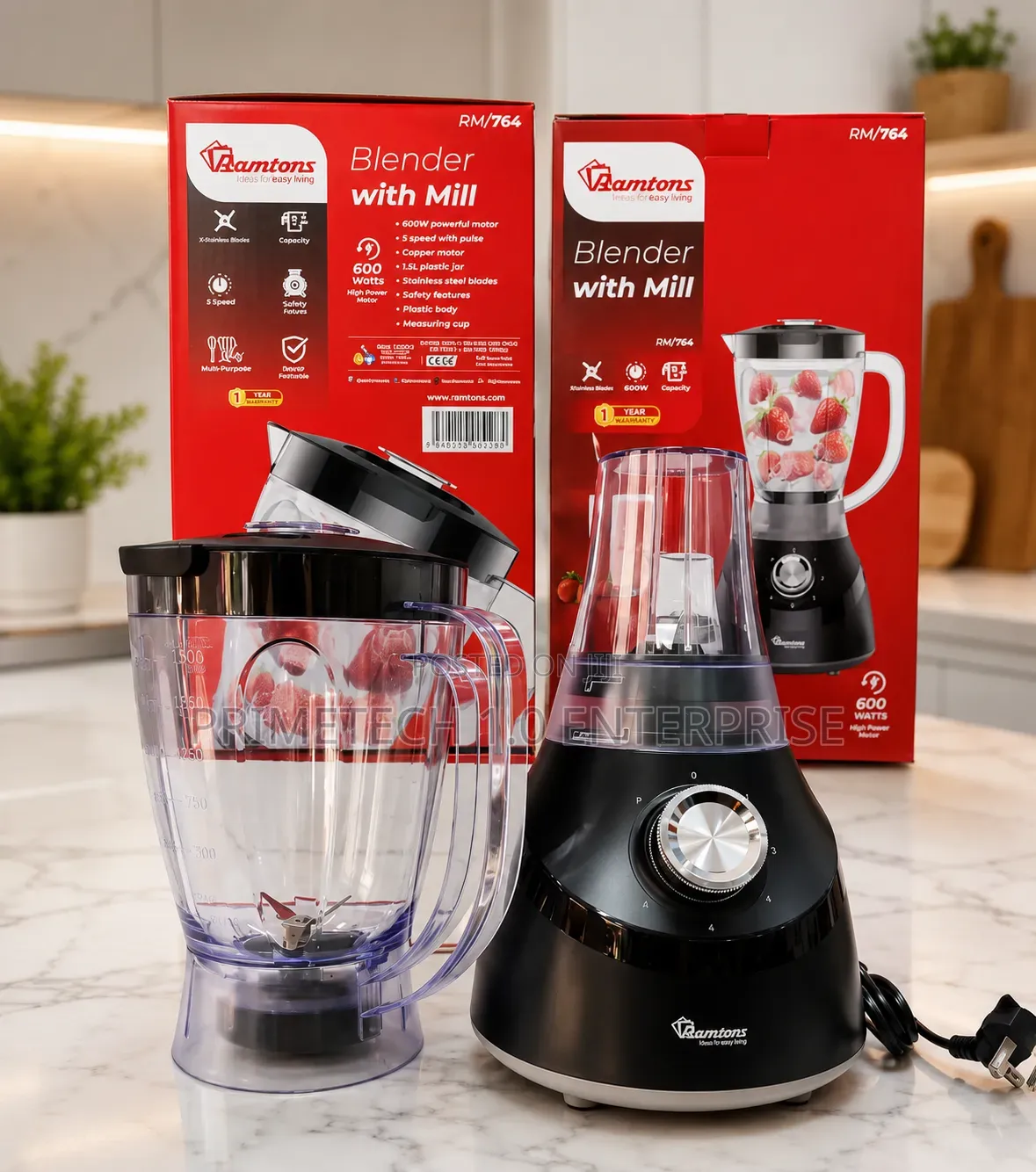 Ramtons RM764 600W Blender With Mill – 1.5L