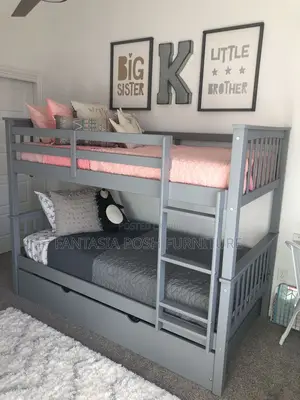 4x6 Grey Wooden Bunk Bed With Underbed Storage: Pay on Delivery