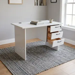 White Home Study Desk With Drawers-120cm