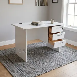 White Home Study Desk With Drawers-120cm