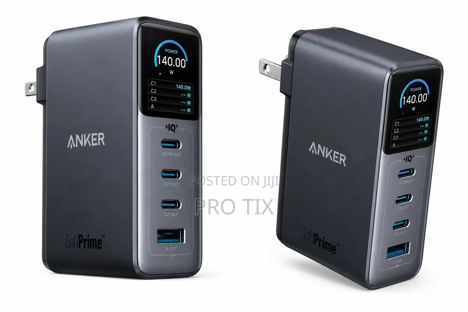 Anker Charger (140w, 4ports, Ganprime) Dark Gray