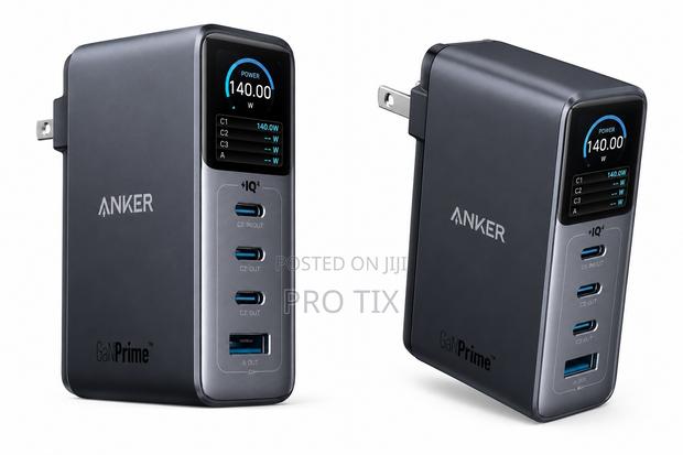 Anker Charger (140w, 4ports, Ganprime) Dark Gray