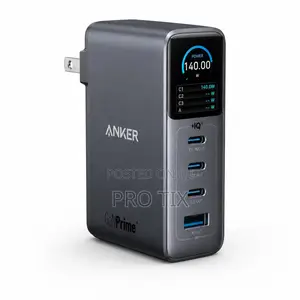 Anker Charger (140w, 4ports, Ganprime) Dark Gray