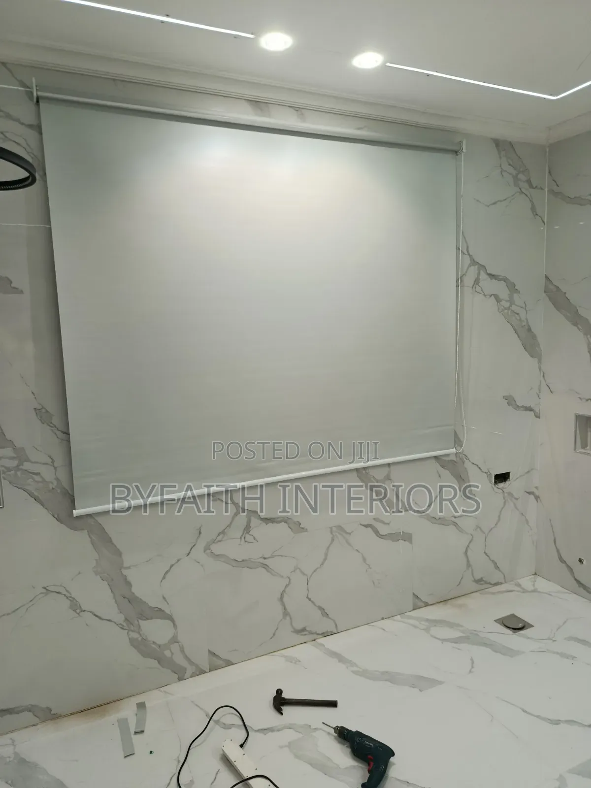 Grey Roll Up Window Blind