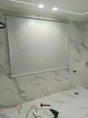 Grey Roll Up Window Blind