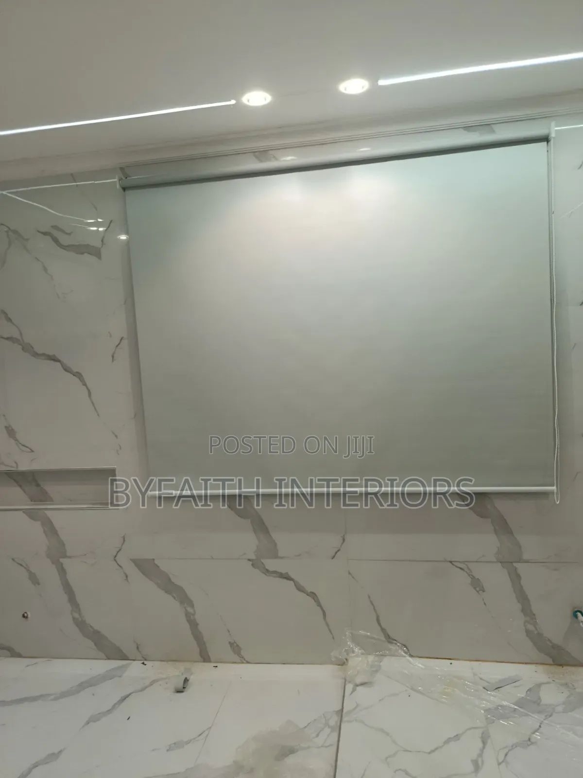 Grey Roll Up Window Blind