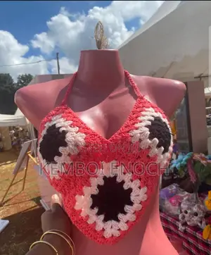 Handmade Granny Square Crochet Halter Crop Top