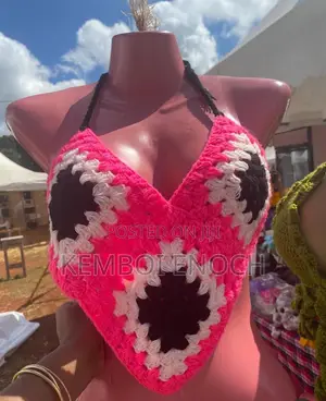 Handmade Granny Square Crochet Halter Crop Top