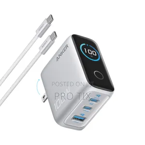 Anker Charger (100w, 3ports, Smartdisplay) Silver
