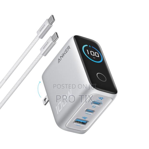Anker Charger (100w, 3ports, Smartdisplay) Silver - thumbnail 2
