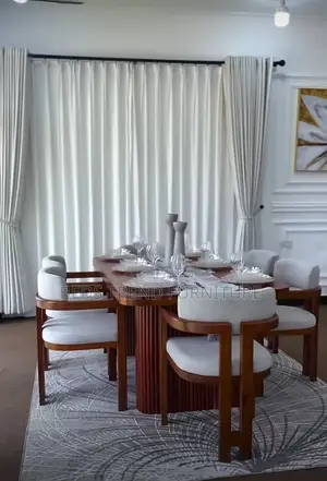 6-Seater Dining Set Wooden Table With Upholstered Chairs