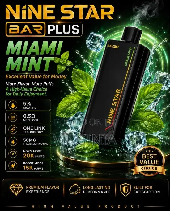 Miami Mint Disposable Vape Replaceable Pod, 20,000 Puffs, Mesh Coil, R